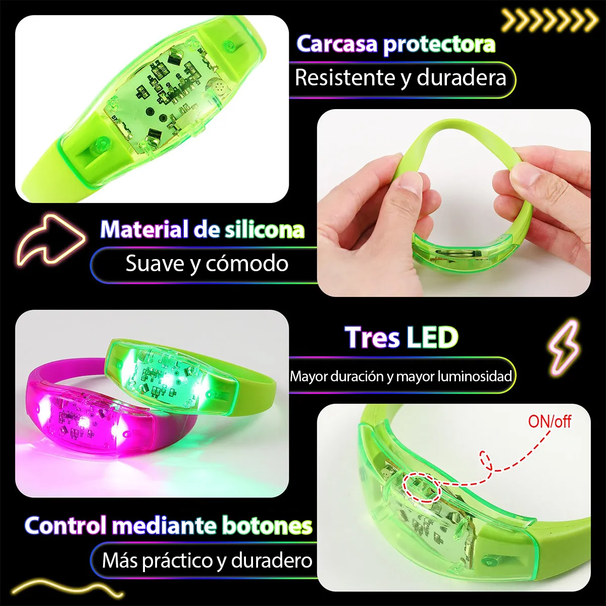 6PCS LED Bracelets Sound Activ - огляд і ціна Audio Music Dj